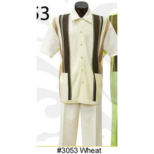 Silversilk Wheat Button Front 2 PC Knitted Silk Blend Outfit #3053